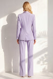 Lilas Peak Lapel Ruched Femmes Costumes avec Ceinture