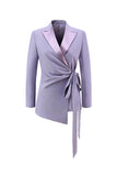 Lilas Peak Lapel Ruched Femmes Costumes avec Ceinture