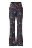 Bleu Rouge Floral Un Bouton Peak Revers Femmes Costumes