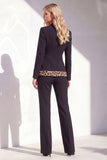 Noir imprimé léopard Slim Fit 2 pièces Femmes Costumes