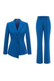 Bleu foncé 2 pièces pointe revers simple boutonnage femmes bal costumes