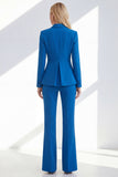 Bleu foncé 2 pièces pointe revers simple boutonnage femmes bal costumes