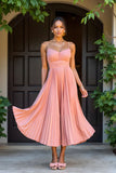 Sunset A-ligne Mousseline de soie plissée longue robe de demoiselle d’honneur