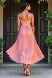 Sunset A-ligne Mousseline de soie plissée longue robe de demoiselle d’honneur