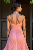 Sunset A-ligne Mousseline de soie plissée longue robe de demoiselle d’honneur