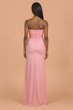 Blush Robe de demoiselle d’honneur longue sans bretelles en satin froncé