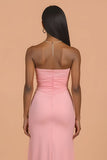 Blush Robe de demoiselle d’honneur longue sans bretelles en satin froncé