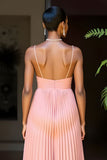 Coucher de soleil plissé une ligne spaghetti bretelles robe de demoiselle d’honneur