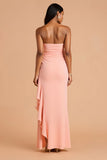 Blush Sheath Bustier Sans Volants Longue Robe de Demoiselle d’Honneur avec Fente