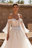 Robe de bal en tulle ivoire Robe de mariée avec dentelle