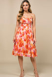 Sunset Printed A Line Midi Ruched Robe d’été