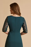 Pin col V mousseline demi-manches Midi Robe mère de la mariée