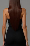 Robe longue formelle fourreau noir à col en V avec dentelle