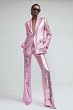 Sparkly rose 2 pièces femmes bal costumes avec poches