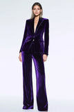 Velours violet foncé Peak Repel Costumes d’affaires 2 pièces avec poches