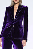 Velours violet foncé Peak Repel Costumes d’affaires 2 pièces avec poches