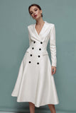 Ivory A Line Robe blazer midi à revers crantés avec manches