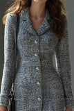 Chic Tweed Robe de travail grise à revers simple boutonnage