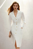 Robe de travail à simple boutonnage gainé gainé ivoire