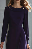 Robe de travail midi à manches longues fourreau violet
