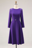 Robe de travail violette à col bateau à manches longues
