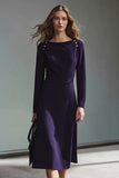 Robe de travail à manches longues à col bateau violet