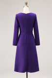 Robe de travail violette à col bateau à manches longues