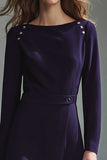 Robe de travail à manches longues à col bateau violet