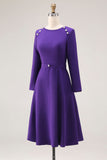 Robe de travail violette à col bateau à manches longues