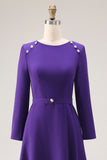 Robe de travail violette à col bateau à manches longues