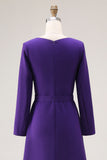 Robe de travail violette à col bateau à manches longues