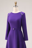 Robe de travail violette à col bateau à manches longues
