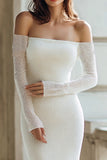 Robe de mariée à manches longues ivoire à épaules dénudées