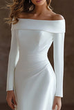 Robe de mariée à manches longues ivoire à épaules dénudées