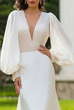 Robe de mariée sirène perlée à manches longues ivoire