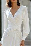 Robe de mariée à manches longues froncées ivoire