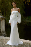 Robe de mariée sirène ivoire froncée à épaule dénudée