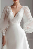 Robe de fiançailles ivoire à manches longues