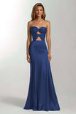 Robe formelle bustier en satin bleu ciel
