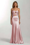 Robe formelle bustier en satin bleu ciel