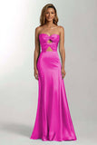 Robe formelle bustier en satin bleu ciel