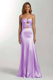 Robe formelle bustier en satin bleu ciel