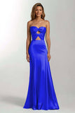 Robe formelle bustier en satin bleu ciel