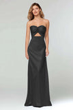Robe longue formelle bustier gaine bleu ciel découpée