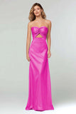 Robe longue formelle bustier gaine bleu ciel découpée