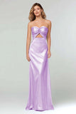 Robe longue formelle bustier gaine bleu ciel découpée