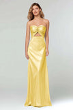 Robe longue formelle bustier gaine bleu ciel découpée