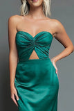 Robe formelle midi en forme de fourreau vert foncé Sweetheart Cut Out