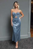 Robe formelle midi en forme de fourreau vert foncé Sweetheart Cut Out