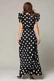 Noir Blanc Dot Une Ligne Longue Formelle Avec Volants